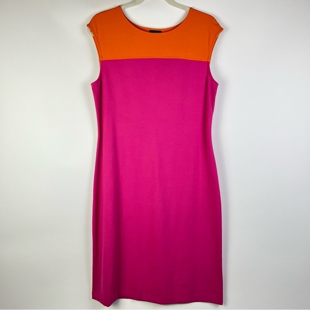 2/$30 Talbots Vibrant Pink and Orange Color block Sleeveless Dress - Picture 3 of 7